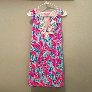 Lilly Pulitzer hot pink and blue lobster print dress